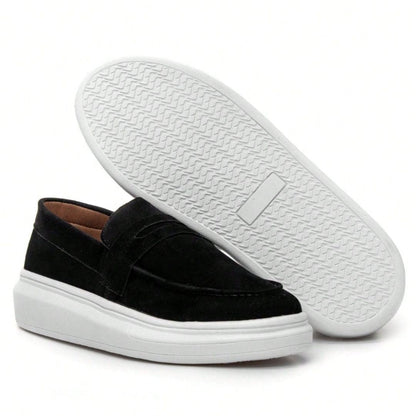 Herren Wildleder Loafer – Mokassin mit hoher Sohle