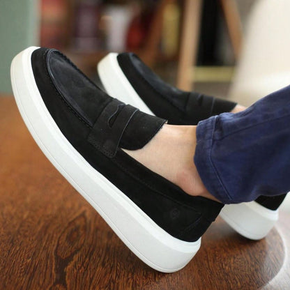 Herren Wildleder Loafer – Mokassin mit hoher Sohle