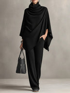 Damen Zweiteiler mit Poncho-Oberteil – Relaxed Fit