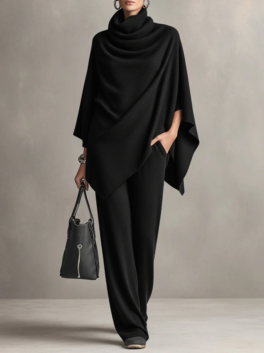 Damen Zweiteiler mit Poncho-Oberteil – Relaxed Fit