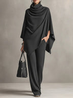Damen Zweiteiler mit Poncho-Oberteil – Relaxed Fit