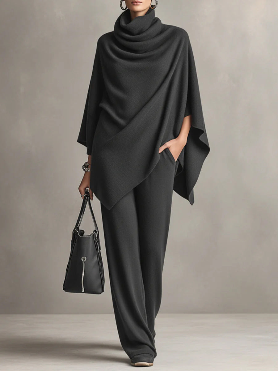 Damen Zweiteiler mit Poncho-Oberteil – Relaxed Fit