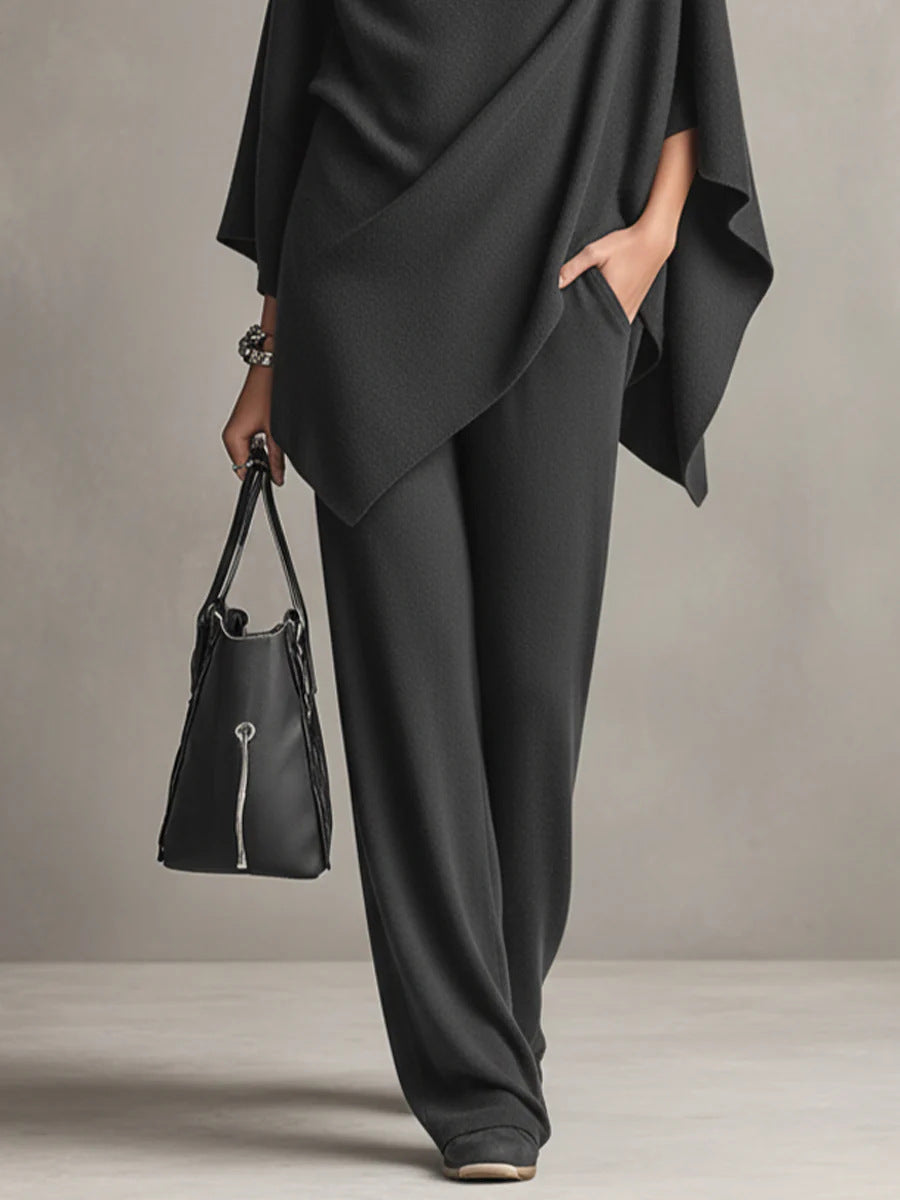 Damen Zweiteiler mit Poncho-Oberteil – Relaxed Fit