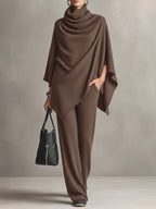 Damen Zweiteiler mit Poncho-Oberteil – Relaxed Fit