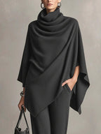 Damen Zweiteiler mit Poncho-Oberteil – Relaxed Fit