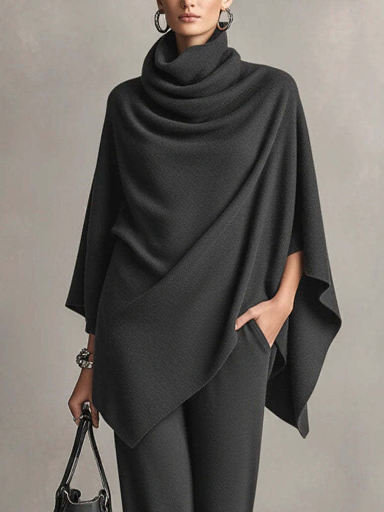 Damen Zweiteiler mit Poncho-Oberteil – Relaxed Fit