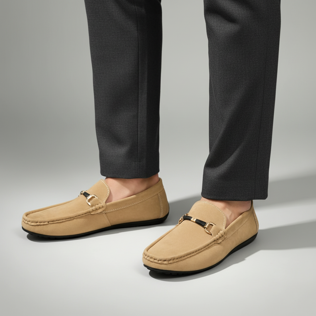 Herren Wildleder Loafer mit Metallschnalle