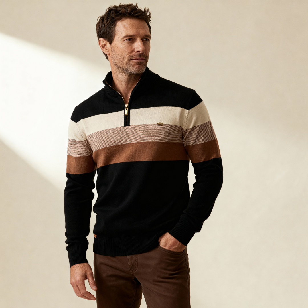 Herren Pullover Baumwolle Slim Fit – Burk Quarter Zip Sweater