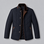 Men's Lightweight Quilted Jacket with Stand-Up Collar and Zip