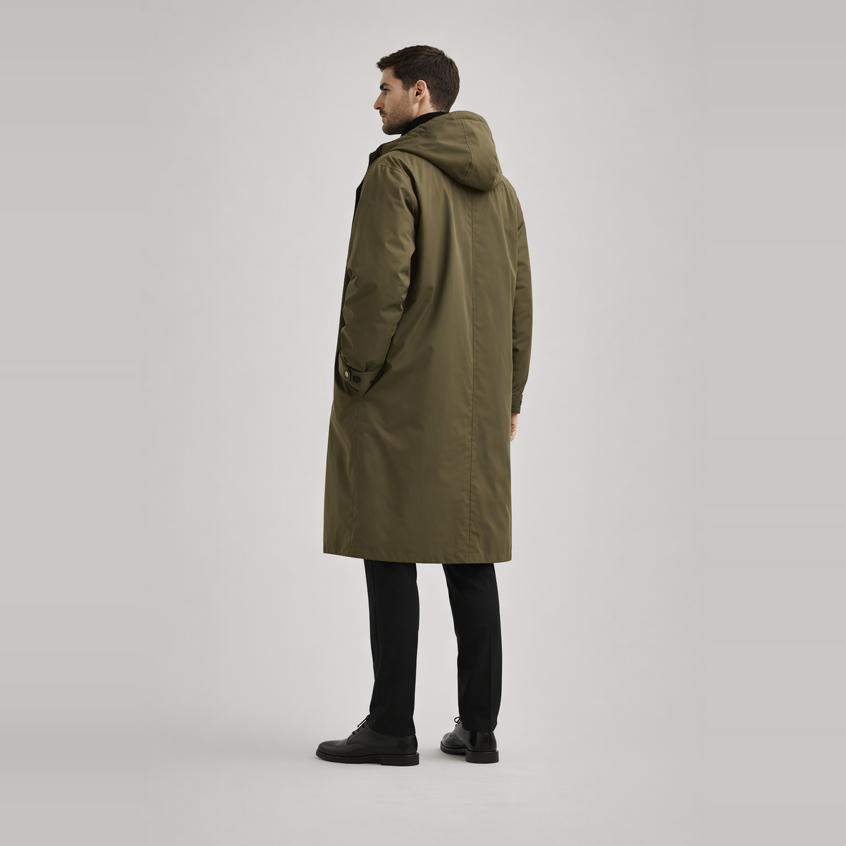Herren Puffer Trenchcoat – Wasserdichter Langer Mantel Mit Kapuze