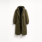 Herren Puffer Trenchcoat – Wasserdichter Langer Mantel Mit Kapuze