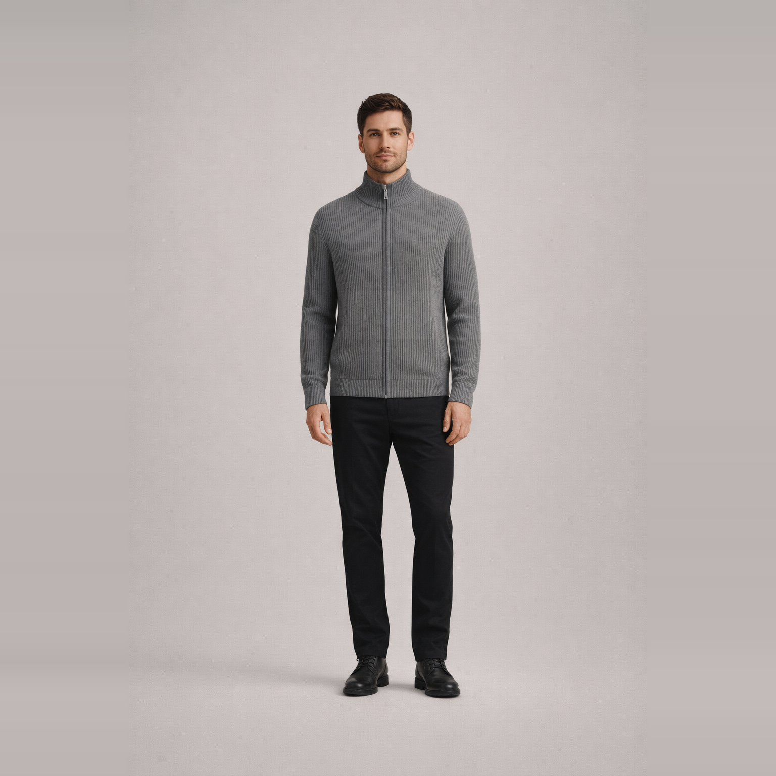 Herren Slim-Fit Cardigan Mit Reißverschluss