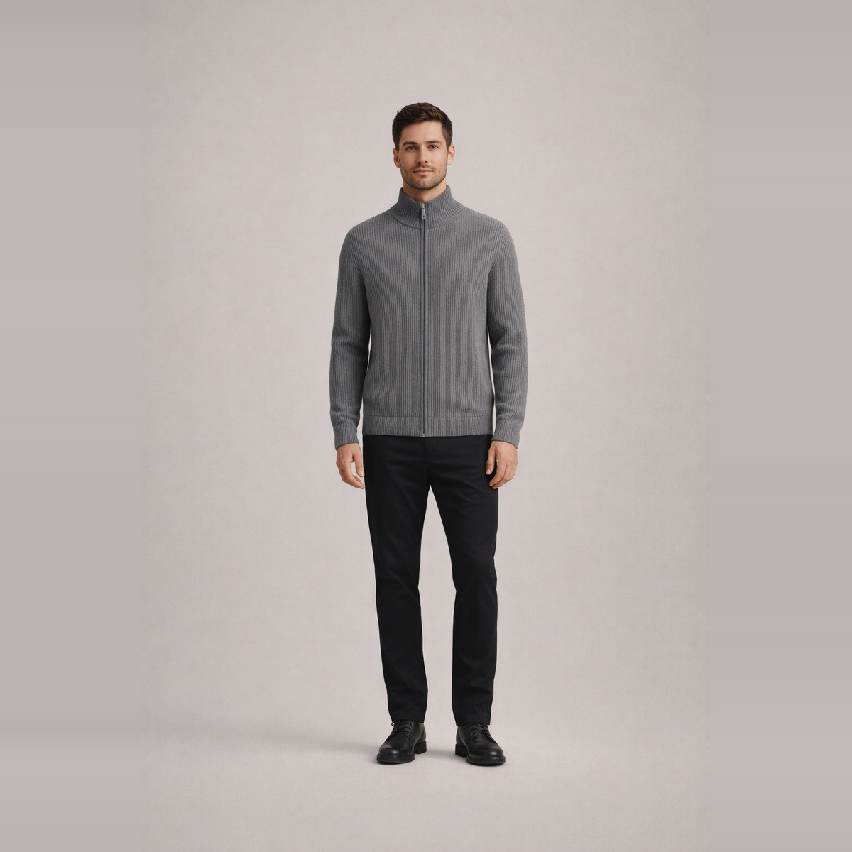 Herren Slim-Fit Cardigan Mit Reißverschluss