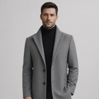 Eleganter Herrenmantel Schwarz mit Reverskragen — Grau