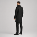 Eleganter Herrenmantel Schwarz mit Reverskragen — Schwarz