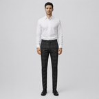 Herren Karierte Chinohose – Elegante Anzughose — Schwarz