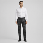 Herren Karierte Chinohose – Elegante Anzughose — Dunkelgrau