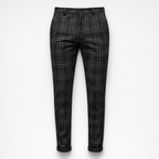 Herren Karierte Chinohose – Elegante Anzughose — Schwarz