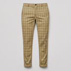 Herren Karierte Chinohose – Elegante Anzughose — Khaki
