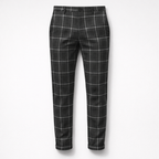 Herren Karierte Chinohose – Elegante Anzughose — Dunkelgrau