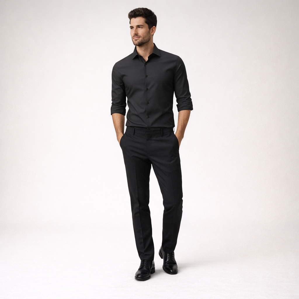 Herren Hemd – Faltenfreies Businesshemd — Schwarz