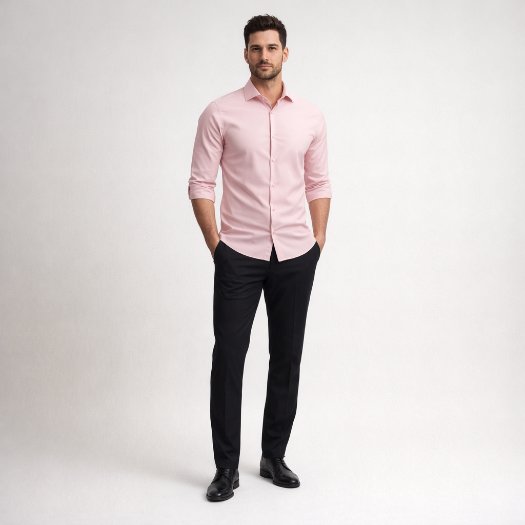 Herren Hemd – Faltenfreies Businesshemd — Rosa