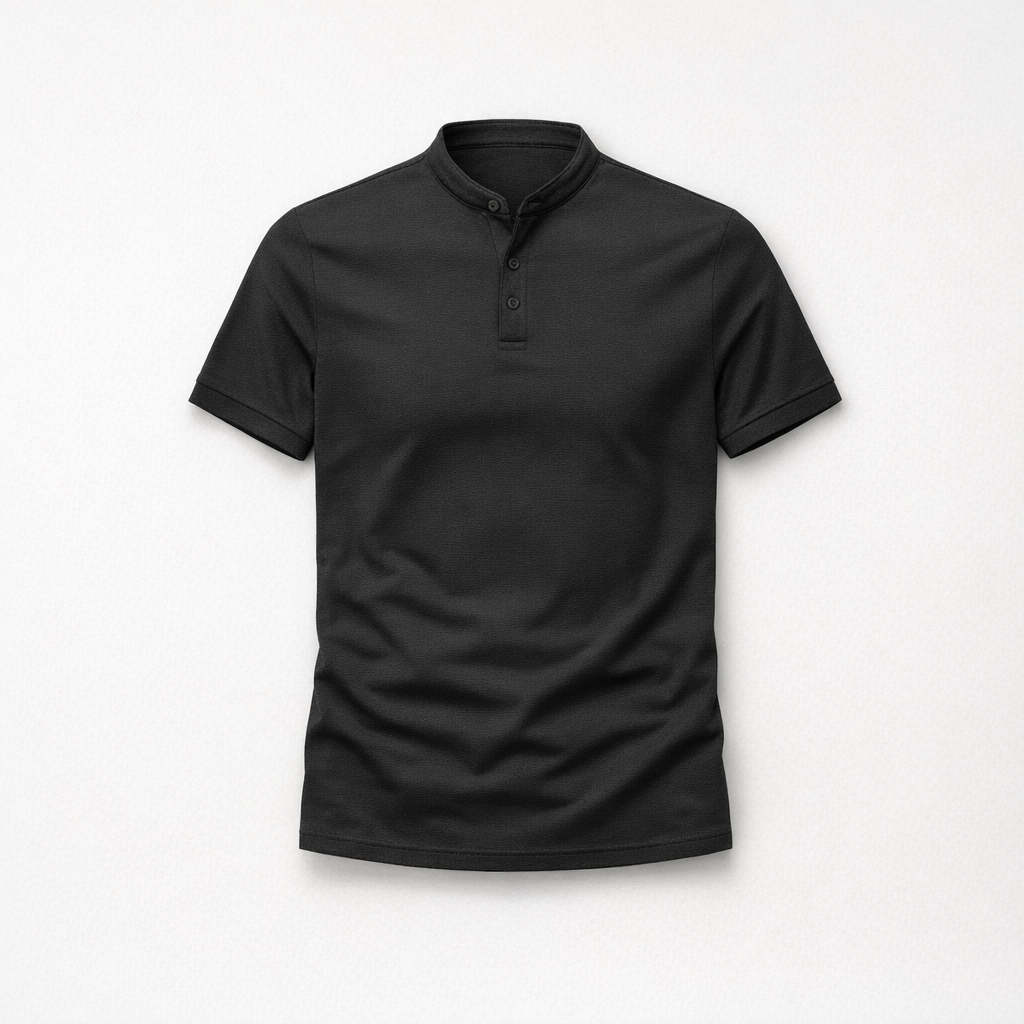 Herren Langarm-Poloshirt – Klassisch Elegant für Herbst — Schwarz
