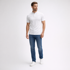 Herren Langarm-Poloshirt – Klassisch Elegant für Herbst — Weiß
