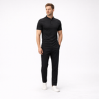 Herren Langarm-Poloshirt – Klassisch Elegant für Herbst — Schwarz