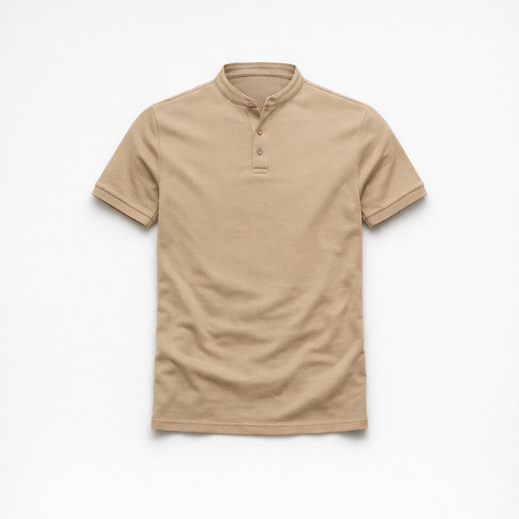 Herren Langarm-Poloshirt – Klassisch Elegant für Herbst — Khaki