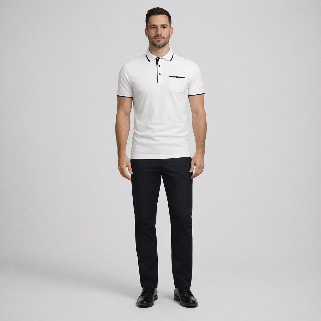 Herren Poloshirt – Elegantes Freizeit-Polo — Weiß