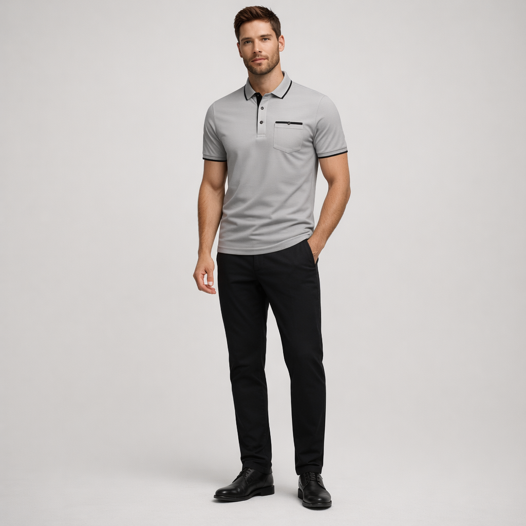 Herren Poloshirt – Elegantes Freizeit-Polo — Grau
