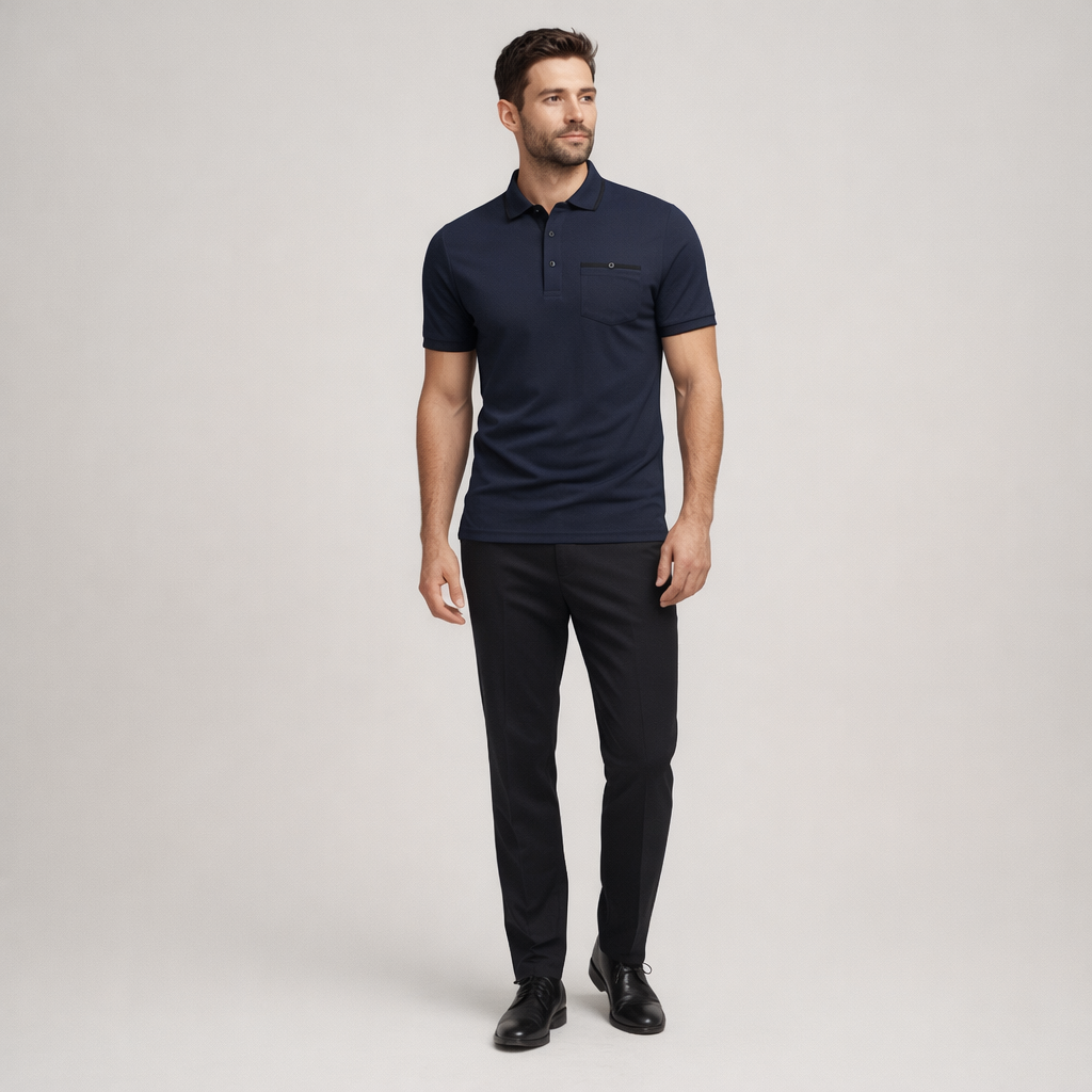 Herren Poloshirt – Elegantes Freizeit-Polo — Dunkelblau