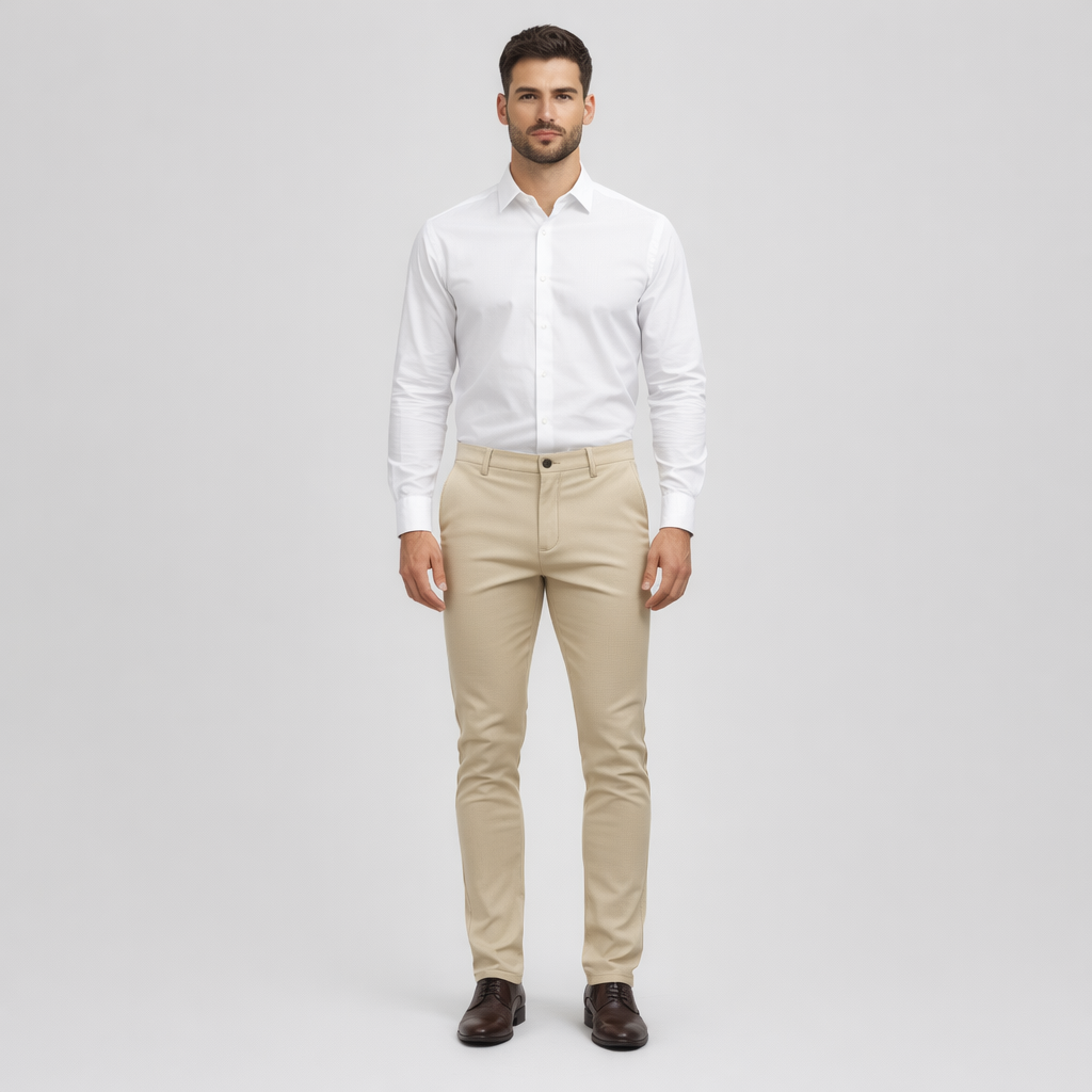 Herren Slim Fit Chinohose – Elegante Chino — Hellgrau