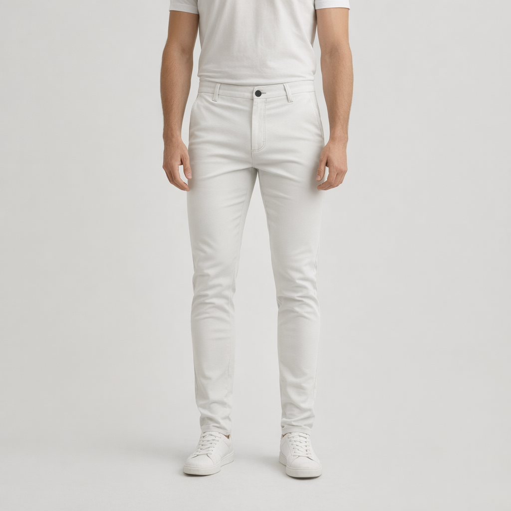 Herren Slim Fit Chinohose – Elegante Chino — Weiß