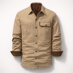Herren-Langarmhemd aus Baumwolle – Regular Fit für den Herbst — Khaki
