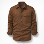 Herren-Langarmhemd aus Baumwolle – Regular Fit für den Herbst — Brown