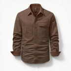 Herren-Langarmhemd aus Baumwolle – Regular Fit für den Herbst — Light Brown