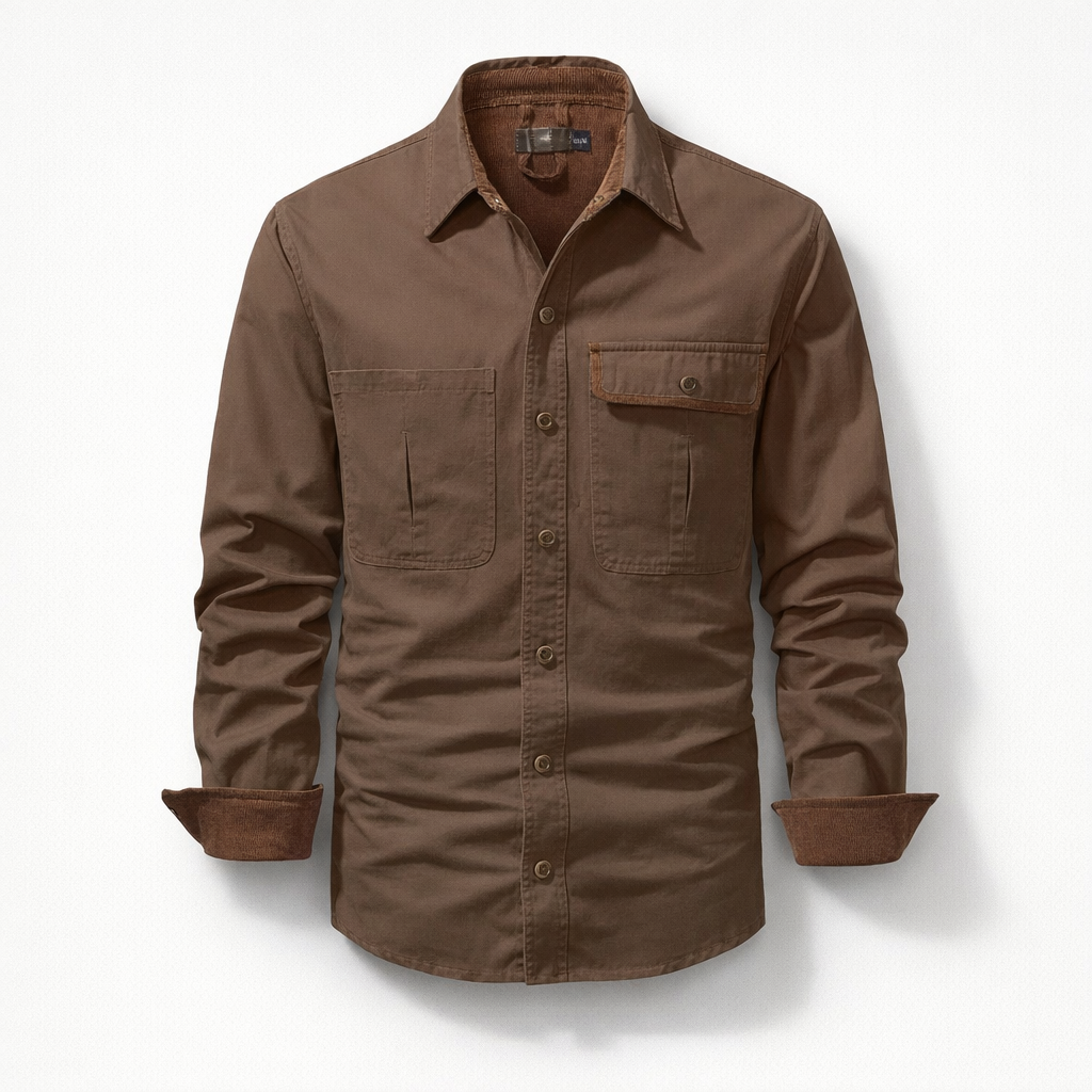 Herren-Langarmhemd aus Baumwolle – Regular Fit für den Herbst — Light Brown