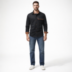 Herren-Langarmhemd aus Baumwolle – Regular Fit für den Herbst — Black