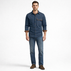 Herren-Langarmhemd aus Baumwolle – Regular Fit für den Herbst — Blue
