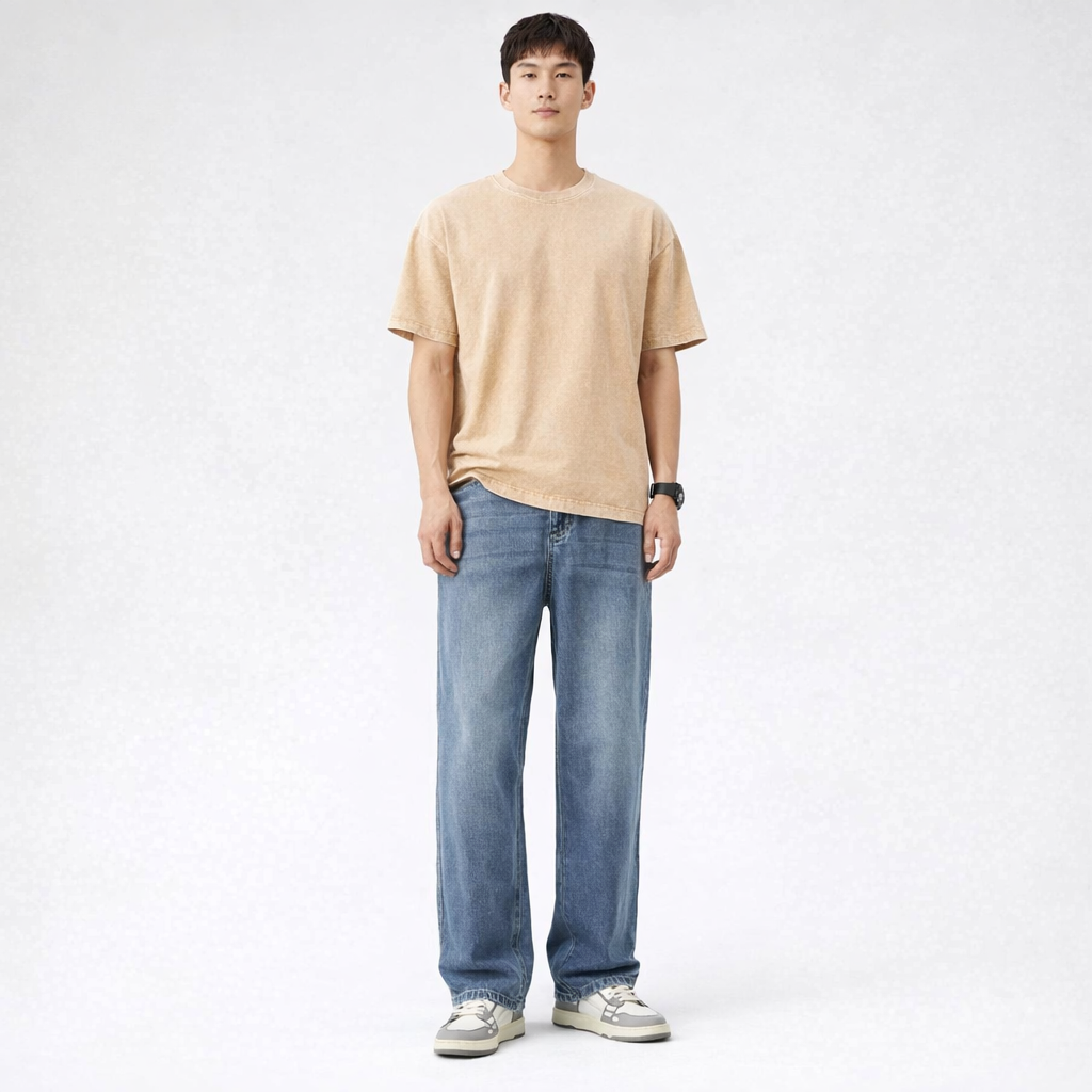 Herren Herbst Jeans – Relaxed Fit Casual Stretch Jeans — Worn Wash