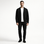 Herren-Strick-Cardigan für den Winter mit schmaler Passform — Schwarz