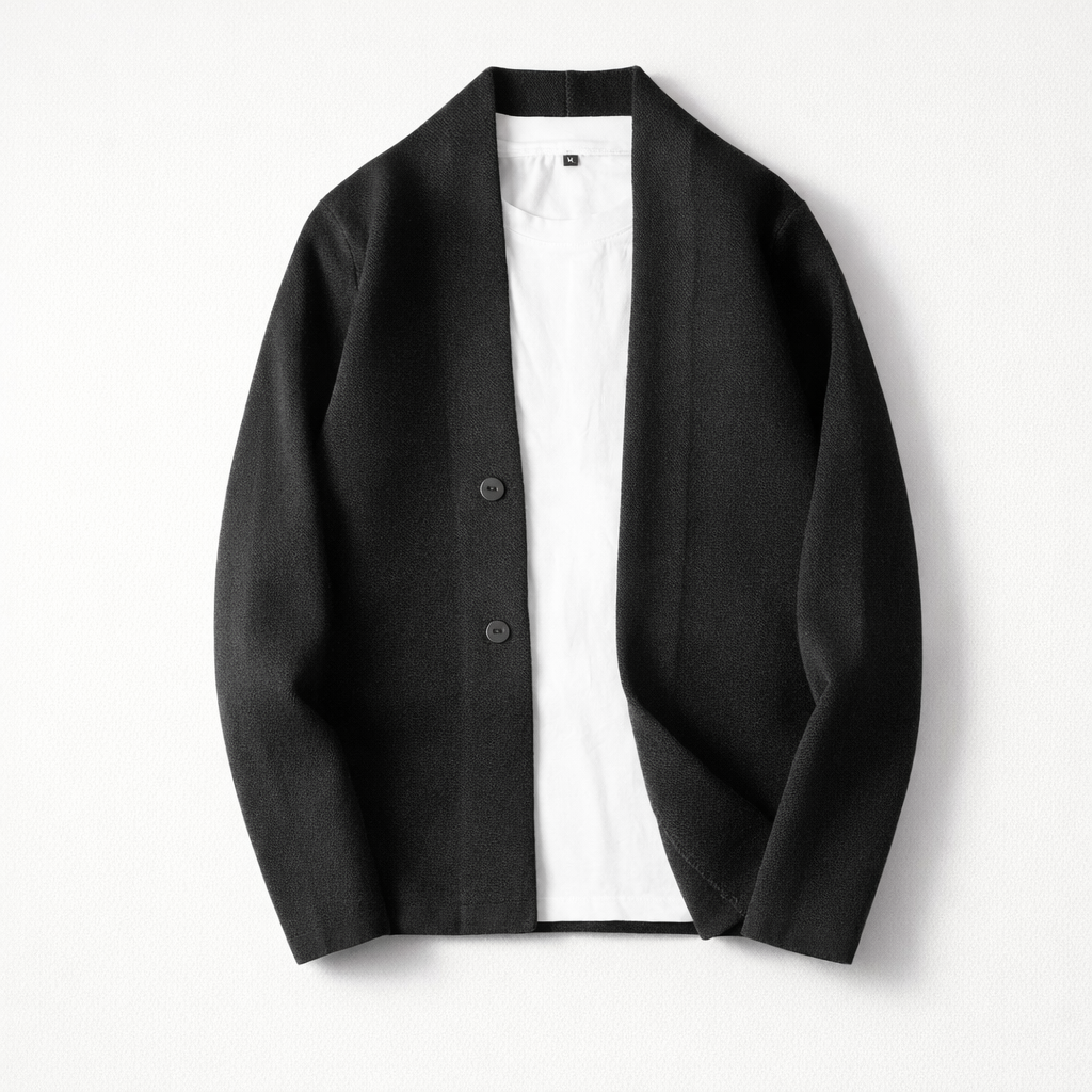 Herren-Strick-Cardigan für den Winter mit schmaler Passform — Schwarz