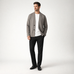 Herren-Strick-Cardigan für den Winter mit schmaler Passform — Camel