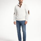 Herren Schwarzer Strickpullover mit hohem Kragen — White