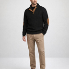 Herren Schwarzer Strickpullover mit hohem Kragen — Black