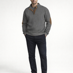 Herren Schwarzer Strickpullover mit hohem Kragen — Dark Gray
