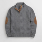 Herren Schwarzer Strickpullover mit hohem Kragen — Dark Gray