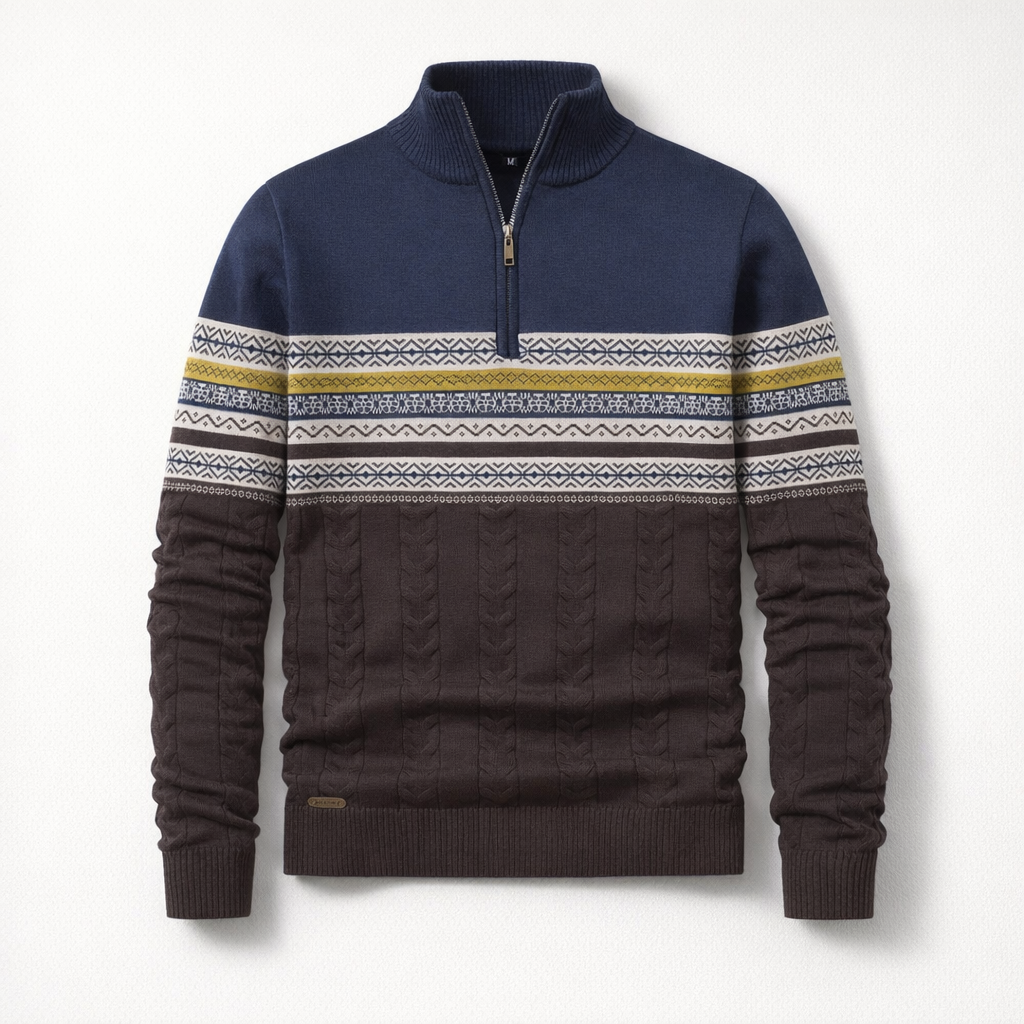 Herren Winterpullover mit Reißverschluss - Regular Fit aus Baumwolle — Blue